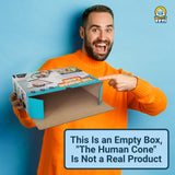 Alternative Product Image: Man pointing to an opened "Human Cone" prank box, text stating it is empty.