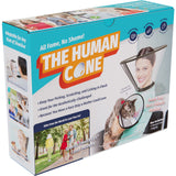 Alternative Product Image: "Human Cone" empty prank box with claims like 'Keep Your Picking, Scratching, and Licking in Check'.
