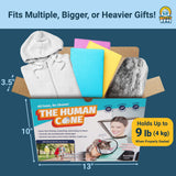 Alternative Product Image: "Human Cone" prank gift box with dimensions shown, open to reveal space for multiple gifts.