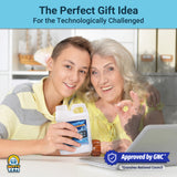 Alternative Product Image: Teenager and older woman holding "Computer Antifreeze" prank box, text about it being for the technologically challenged.