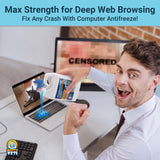 Alternative Product Image: Man pouring "Computer Antifreeze" on a laptop with a censored screen.