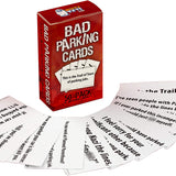 Main Product Image: "Bad Parking Cards Total Annihilation Edition" 50-pack of 10 different insult cards in a red box.