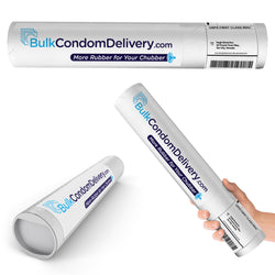 Main Product Image: Three views of a white mailing tube labeled 