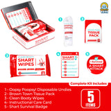Alternative Product Image: Open "Shart Survival Kit" showing disposable undies, tissue pack, wipes, instructions, and a badge.