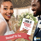Alternative Product Image: Bride and groom looking at a "Look At You! Getting All Married" card with surprised expressions.