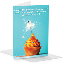 Main Product Image: Witty Yeti 5x7 funny birthday card with cupcake and humorous text.