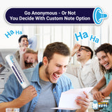 Alternative Product Image: Man laughing while reading a note that came with a "BulkCondomDelivery.com" mailing tube, surrounded by amused friends.