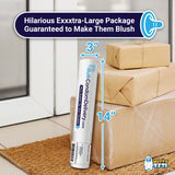 Alternative Product Image: "BulkCondomDelivery.com" mailing tube with dimensions (3" diameter, 14" length) shown next to other packages.