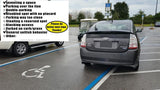 Alternative Product Image: Gray car poorly parked across blue lines in a disabled parking spot, with a "You Parked Like a Moron" card.