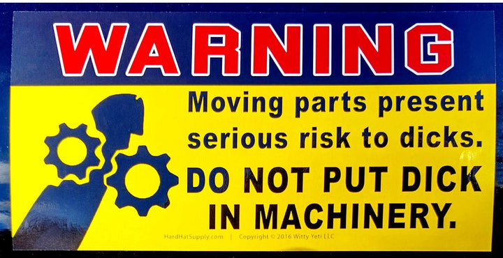 Main Product Image: A yellow and black warning sticker that reads 
