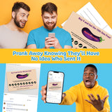 Alternative Product Image: Two men looking at a phone showing a "BigAssDildos.com" prank postcard; shocked man holding the postcard.