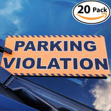 Main Product Image: 20-pack of "Parking Violation" prank notes on a car windshield.