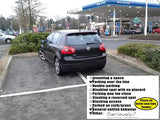 Alternative Product Image: Black car parked poorly across parking lines at a gas station, with a "You Parked Like a Moron" card attached.