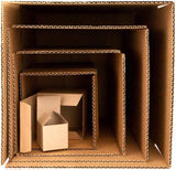 Main Product Image: Nested set of six empty brown cardboard boxes.