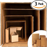 Main Product Image: Nested Cardboard Boxes - 3 Pack. Shows various sizes of empty brown corrugated boxes.